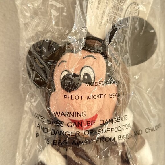 Pilot Mickey Mouse The Disney Store Bean Bag 8" Plush Stuffed Toy In Costume - Picture 3 of 5